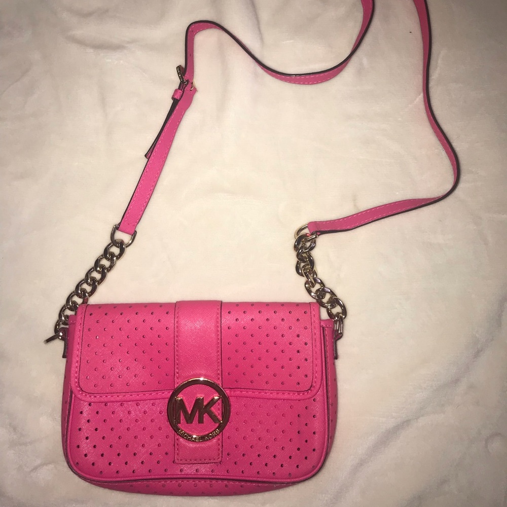 Neon pink mini Michael Kors crossbody